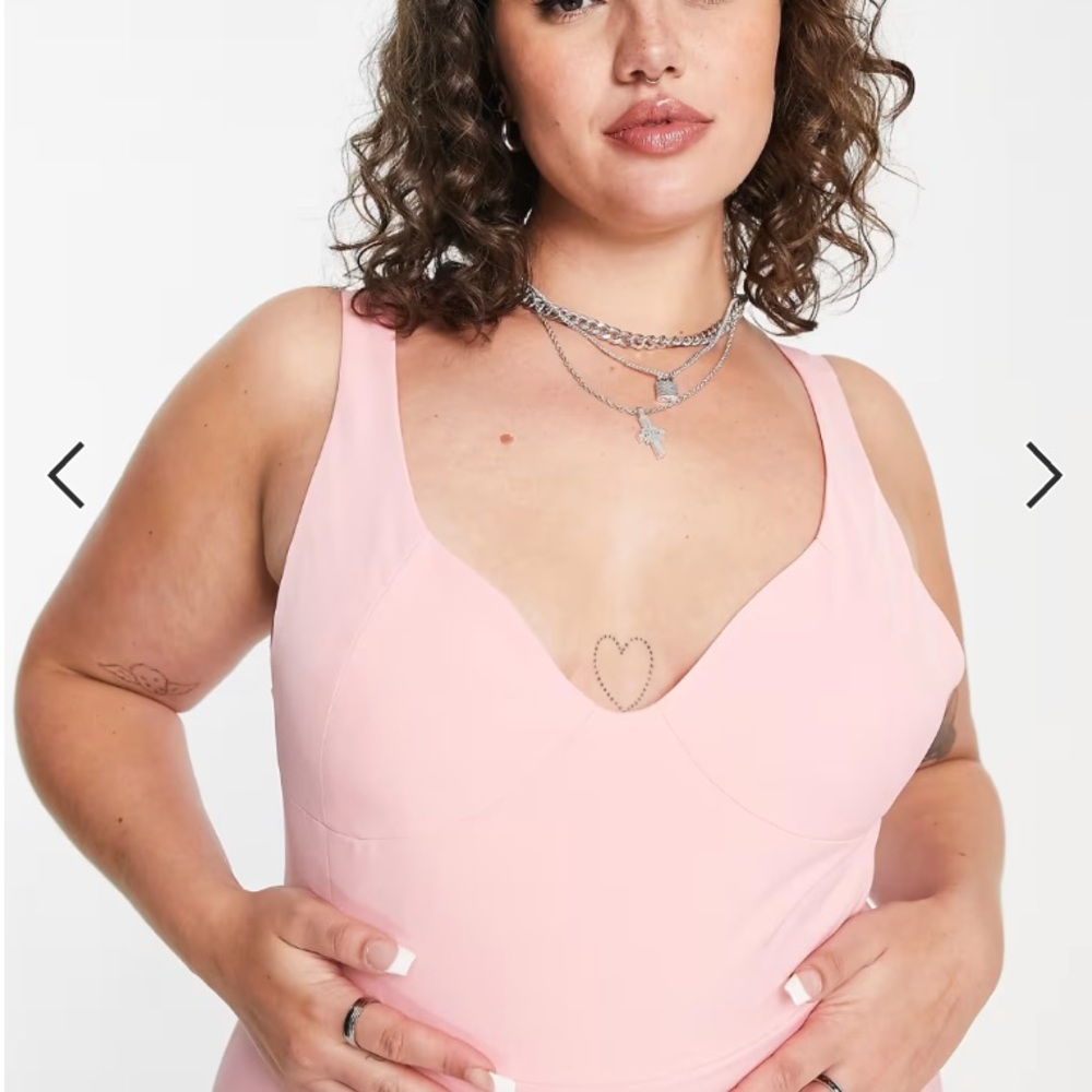 Extro & Vert structured body-con dress in bubblegum pink
